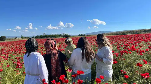 Elazığ yolunda kırmızı bir manzara şöleni başladı