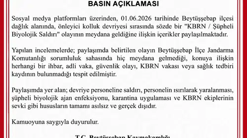 Beytüşşebap'ta biyolojik saldırı iddiaları asılsız çıktı