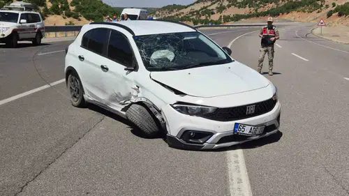 Bingöl yolunda kontrolden çıkan araç bariyerlere çarparak durabildi