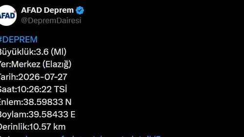 Elazığ merkezli deprem kısa süreli endişe yarattı