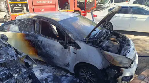 Siirt'te park halindeki iki otomobil yanarak kullanılamaz hale geldi