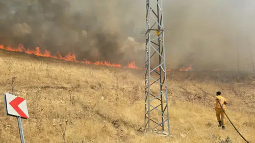 Silvan'da örtü yangını ekiplerin müdahalesiyle söndürüldü