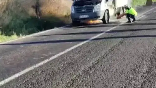 Diyarbakır Hani yolunda seyir halindeki kamyonet alevlere teslim oldu