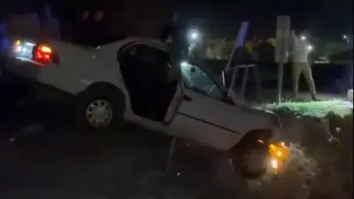 Şanlıurfa'da köpeğe çarpmamak için manevra yapan otomobil köprüde asılı kaldı