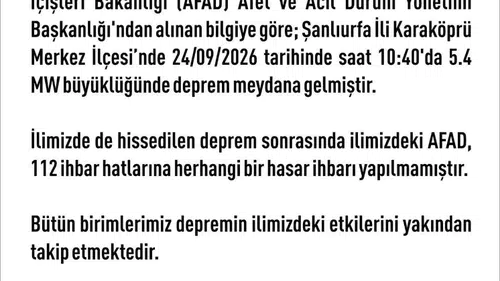 Şanlıurfa merkezli deprem Elazığ'da panik yarattı ancak hasar yok