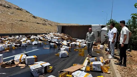 Şanlıurfa yolunda yağ yüklü tır devrildi