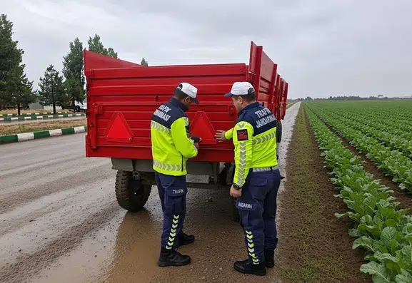 Muşta traktör römorklarına reflektör takıldı