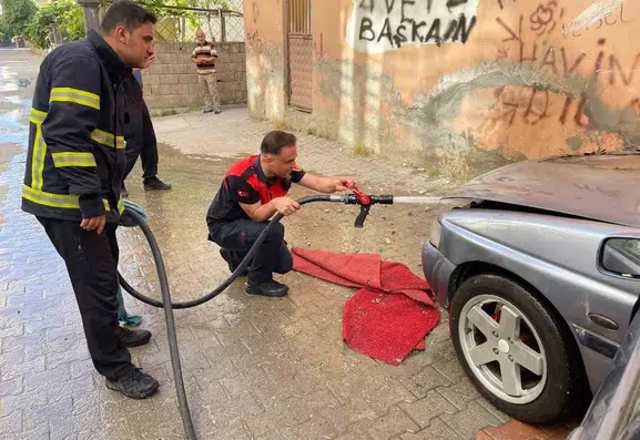 Siirt'te otomobil alevlere teslim oldu