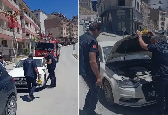 Hakkari’de otomobilin motoruna giren yavru kedi ekipleri harekete geçirdi