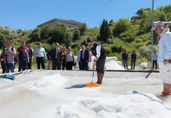 Pülümür tuzu üretiminde çalışan Tunceli Valisi Aygöl tescil belgesini teslim etti