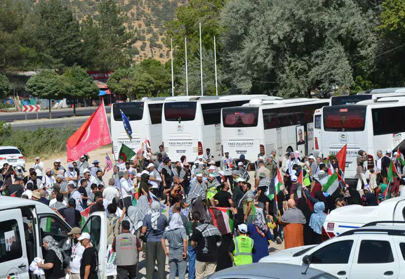 Filistin halkına destek için yola çıkan konvoy Mardin’e ulaştı