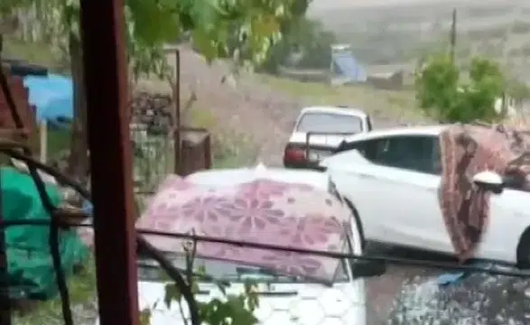 Çermik'te dolu korkusu araçları battaniyelerle korumaya itti