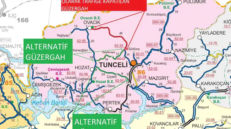 Ovacık yolunda 25 Ağustos'ta araç geçişine 2 gün izin verilmeyecek