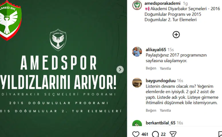Amedspor seçmelerinde sonuçlar açıklandı, velilerden tepki: Torpil iddiaları gündemde