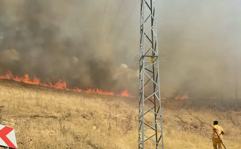 Silvan'da örtü yangını ekiplerin müdahalesiyle söndürüldü
