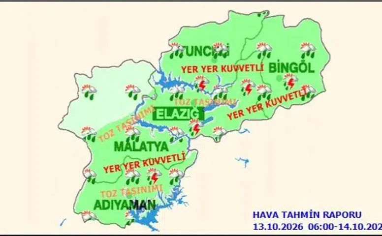 Tunceli için kuvvetli yağış ve toz taşınımı uyarısı geldi