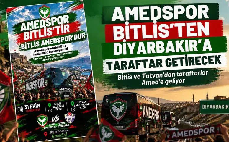 Amedspor-Eyüpspor maçı öncesi anlamlı organizasyon: Taraftarlar Bitlis' ve Tatvan'dan gelecek