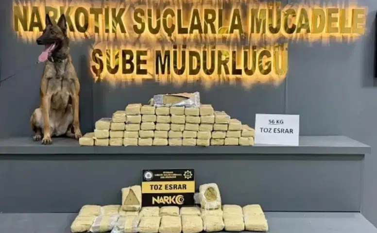 Diyarbakır polisi bir araçta 56 kilo esrar yakaladı