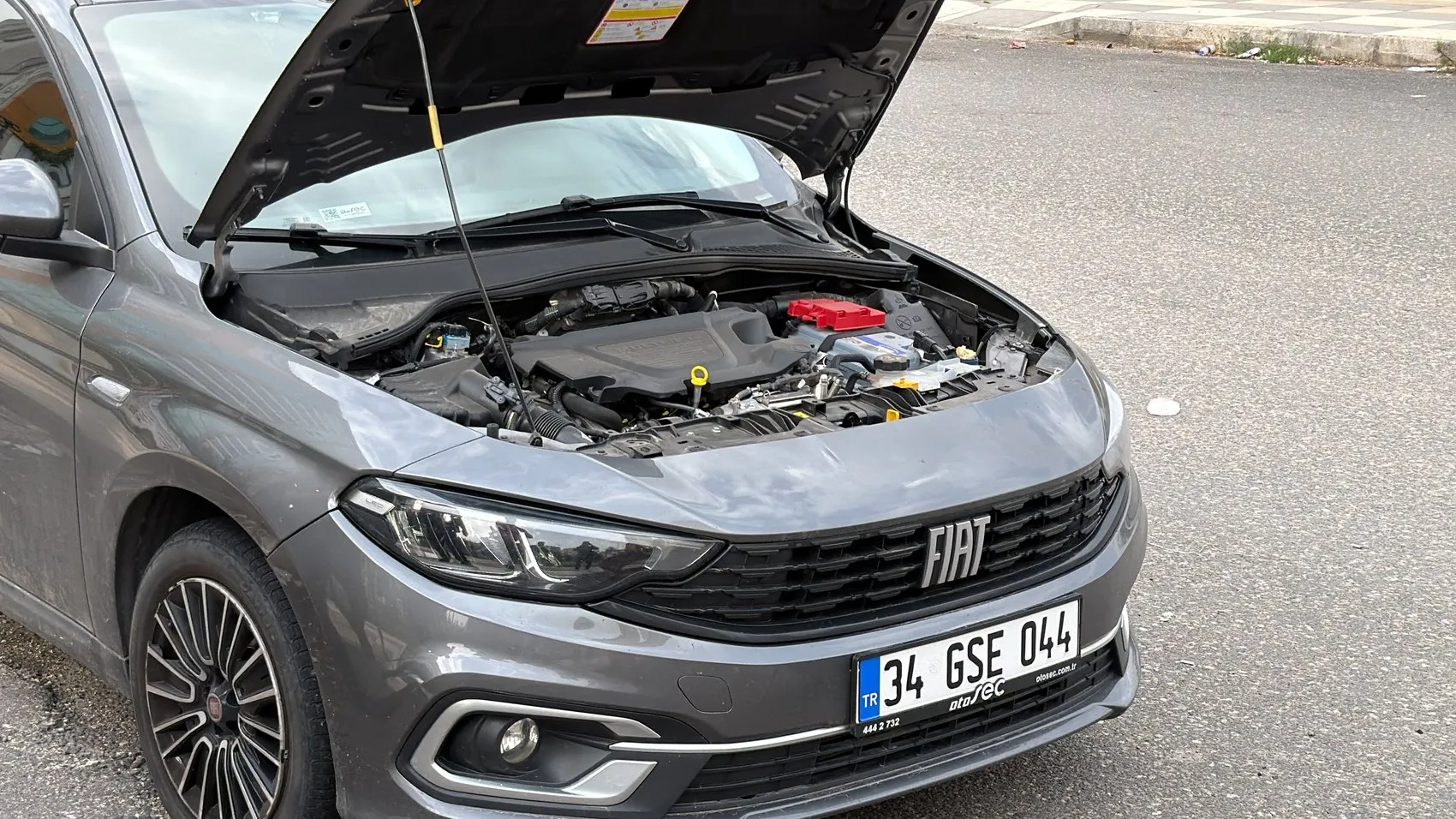 Diyarbakırda otomobilin kaputuna giren yılanı vatandaşlar kendi çabalarıyla çıkardı
