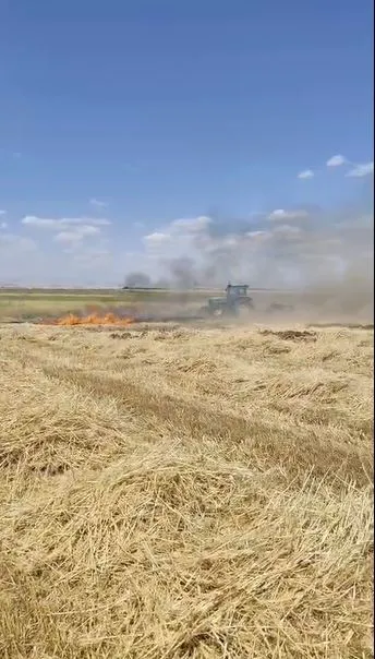Mardin’de anız yangını kontrolden çıktı Bir TIR küle döndü