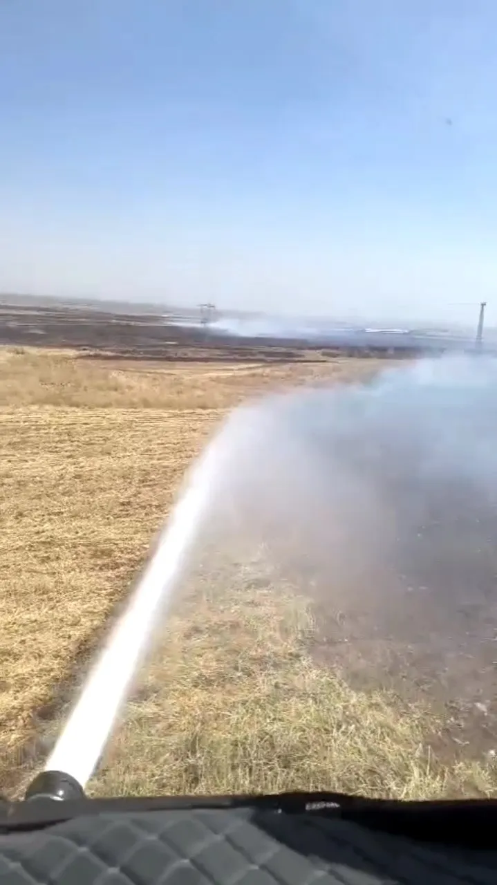 Mardin Kızıltepe'de anız yangını evlere kadar ulaştı