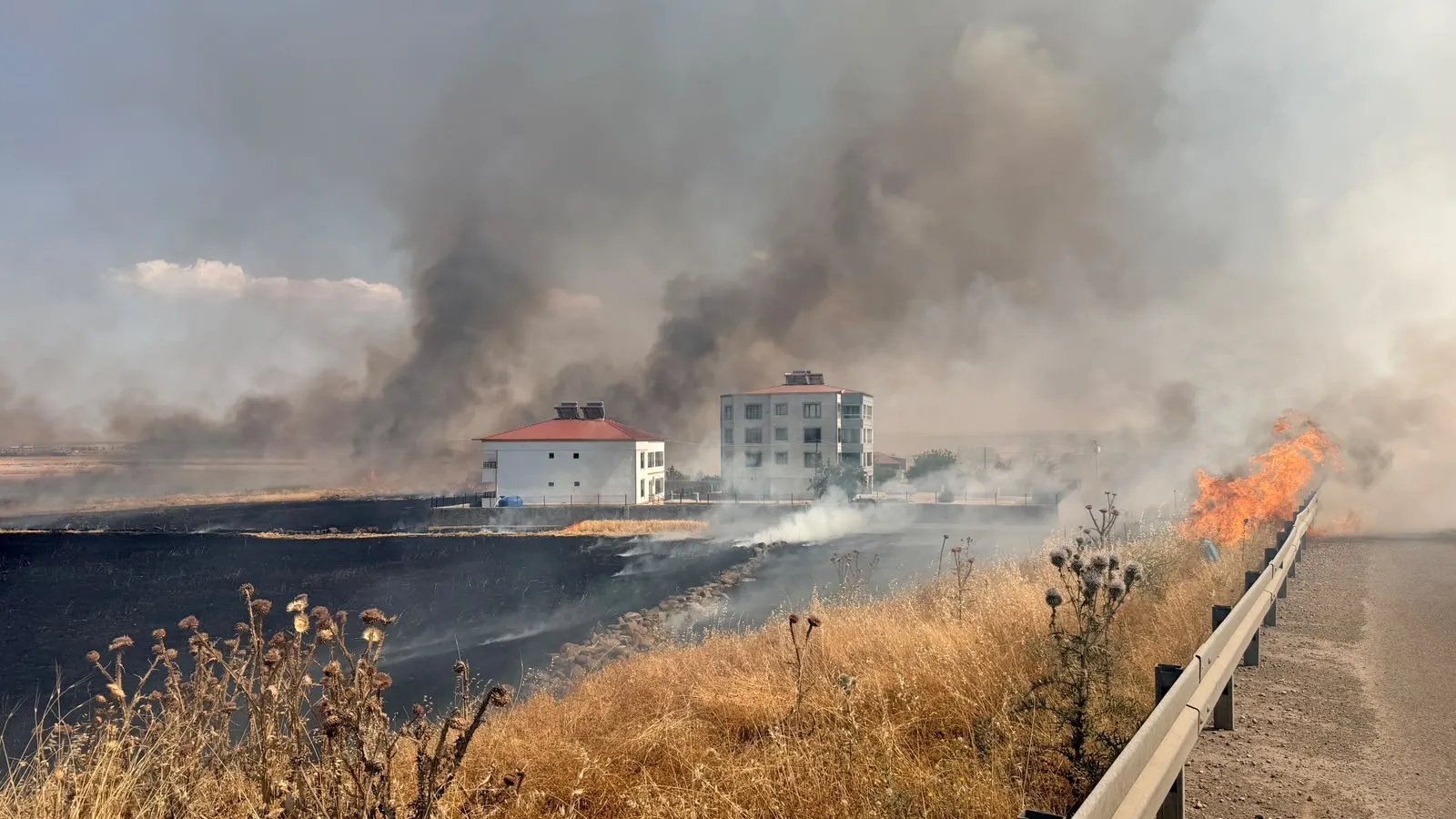 Diyarbakır Bağlar’da korkutan yangın büyümeden söndürüldü