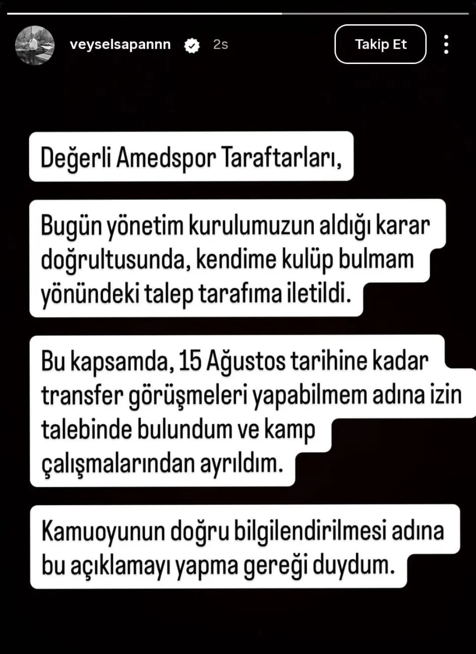 Amedspor yönetimi kaleci Veysel Sapan ile yolları ayırma kararı aldı