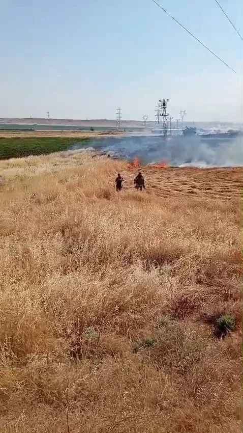 Diyarbakırda akaryakıt istasyonuna yaklaşan anız yangını tehlikesi önlendi