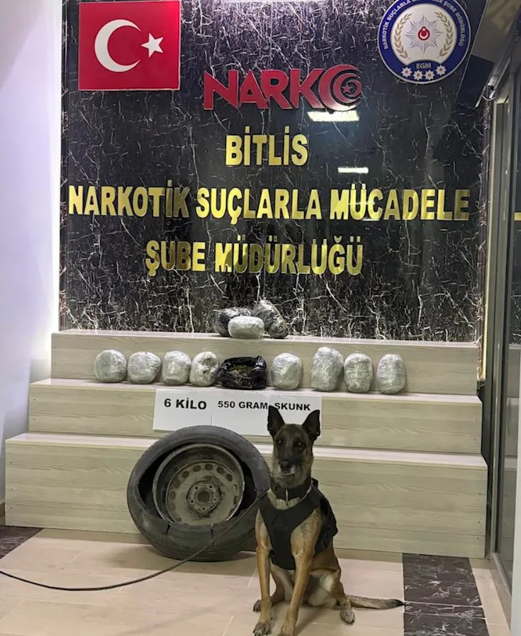 Stepneye gizlenmiş 6,5 kilo skunk, Tatvan'da yakayı ele verdi