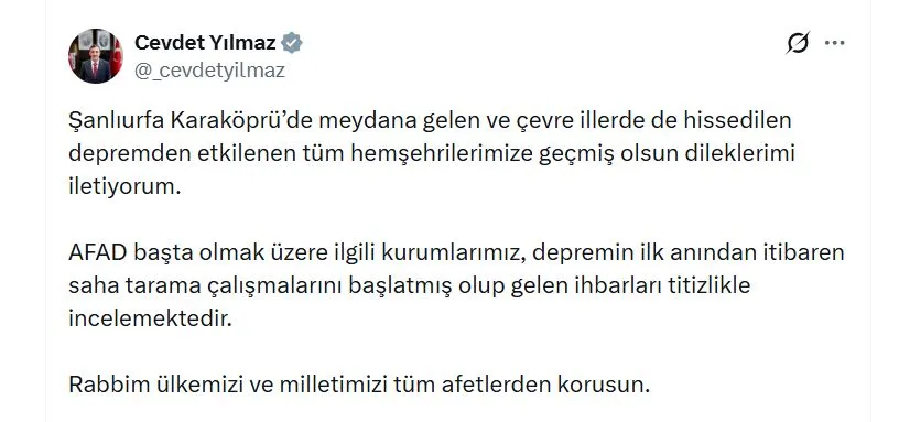 Şanlıurfa merkezli deprem çevre illerde paniğe neden oldu