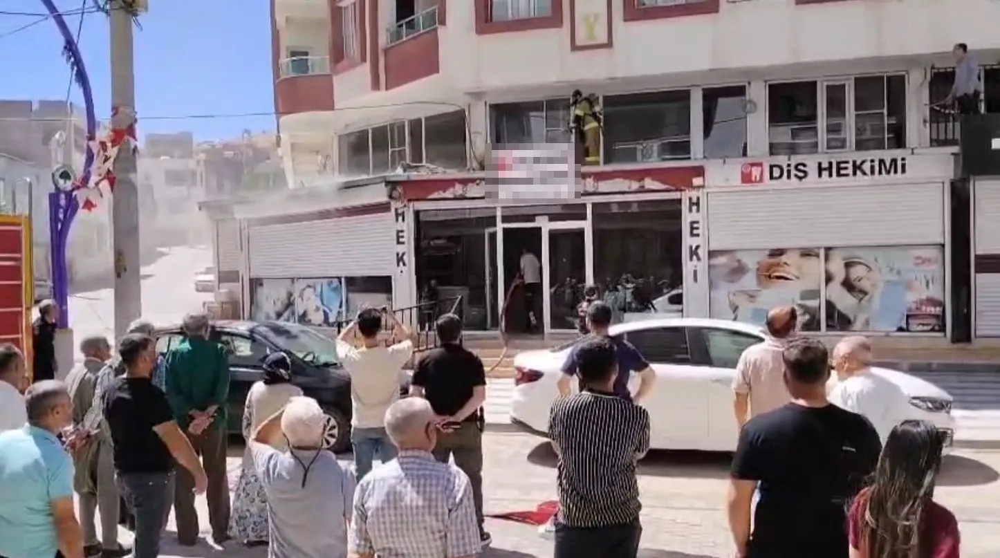 Mazıdağı ilçesinde diş kliniğinde korkutan yangın